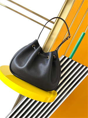 Y.S.L PARIS VII FLAT Small HOBO BAG In Black Grained Calfskin Leather