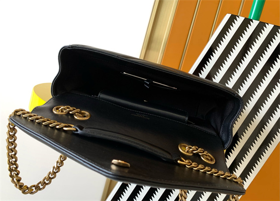 Y.S.L LOULOU Small in MATELASSÉ lambskin Gold Tone Metal Black Color