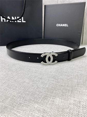 Ch*el belts in calfskin 30mm in black gold/silver hardware