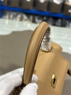 Kelly Retourne Bag Togo Leather 25/28CM Gold/Silver Hardware In Chai Color HS