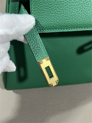 Kelly Retourne Bag Togo Leather 25/28CM Gold/Silver Hardware In Vert Vertigo Color HS