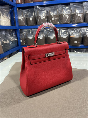 Kelly Retourne Bag Togo Leather 25/28CM Gold/Silver Hardware In Red Color HS