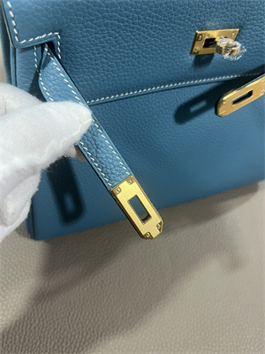 Kelly Retourne Bag Togo Leather 25/28CM Gold/Silver Hardware In Bley Jean Color HS