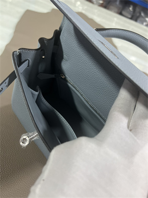 Kelly Retourne Bag Togo Leather 25/28CM Gold/Silver Hardware In Blue Linen Color HS