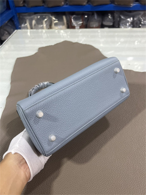 Kelly Retourne Bag Togo Leather 25/28CM Gold/Silver Hardware In Blue Linen Color HS