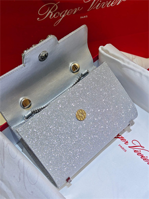 Roger Vivier Jewel Efflorescence Mini Bag in glitter Silver