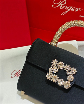 Roger Vivier Jewel Efflorescence Mini Bag In Satin Black