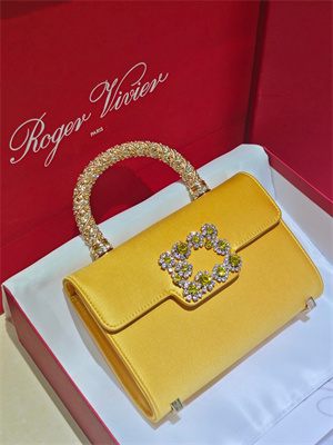 Roger Vivier Jewel Efflorescence Mini Bag In Satin Yellow
