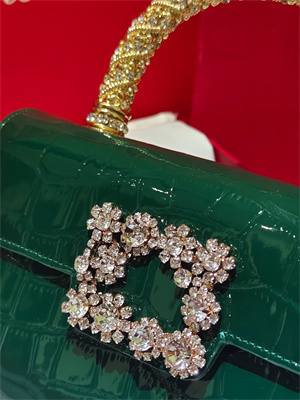 Roger Vivier Jewel Efflorescence Mini Bag In Leather Green