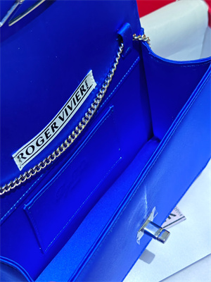 Roger Vivier Viv’ Choc Mini Bag In Satin Blue