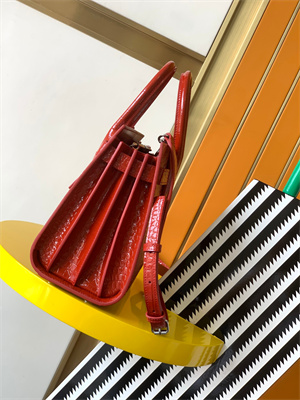 Y.S.L SAC DE JOUR BABY In Red Corcodile Embossed Leather Silver Tone Metal