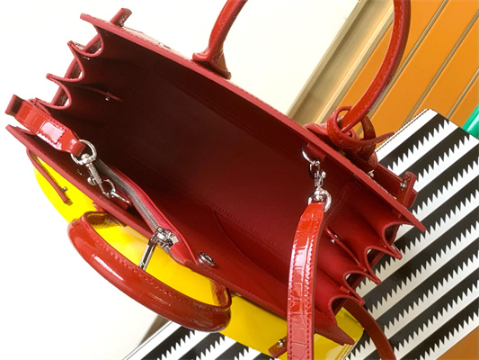 Y.S.L SAC DE JOUR BABY In Red Corcodile Embossed Leather Silver Tone Metal