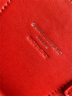 Y.S.L SAC DE JOUR NANO In Red Crocodile Embossed Leather Silver Tone Metal