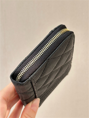 Ch*el zippy wallet black grained calfskin gold tone metal 3976