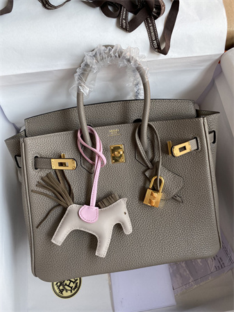 Bir.kin Bag Togo Leather 25/30/35 Gold/Silver Hardware In Gris Asphalte Color HS