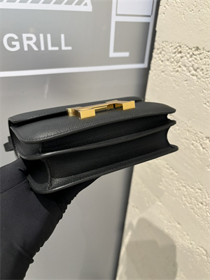 Constance Bag Epsom Leather 18CM Gold/Silver Tone Metal In Black Color HS (With mirror)