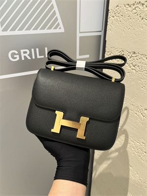 Constance Bag Epsom Leather 18CM Gold/Silver Tone Metal In Black Color HS (With mirror)