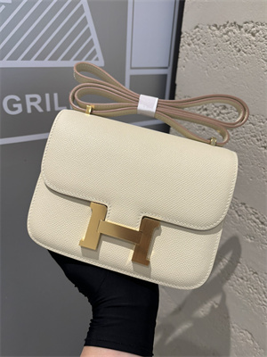 Constance Bag Epsom Leather 18CM Gold/Silver Tone Metal In Craie Color HS (With mirror)