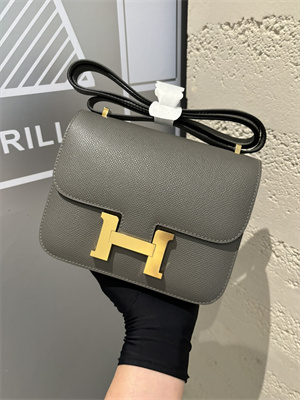 Constance Bag Epsom Leather 18CM Gold/Silver Tone Metal In Etain Color HS (With mirror)