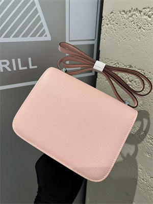 Constance Bag Epsom Leather 18CM Gold/Silver Tone Metal In Rose Sakura Color HS (With mirror)