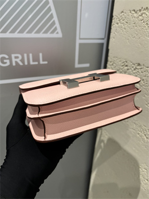 Constance Bag Epsom Leather 18CM Gold/Silver Tone Metal In Rose Sakura Color HS (With mirror)