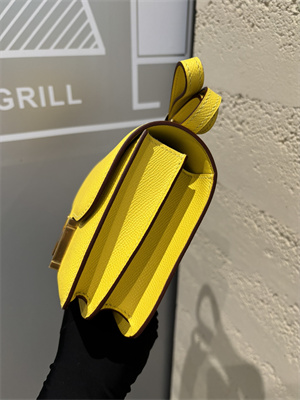 Constance Bag Epsom Leather 18CM Gold/Silver Tone Metal In Jaune Amber Color HS (With mirror)