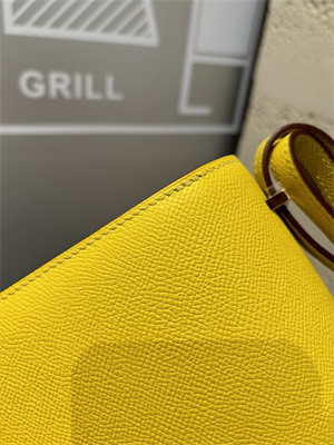 Constance Bag Epsom Leather 18CM Gold/Silver Tone Metal In Jaune Amber Color HS (With mirror)