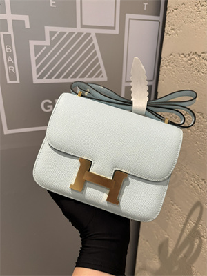 Constance Bag Epsom Leather 18CM Gold/Silver Tone Metal In Blue Pale Color HS (With mirror)