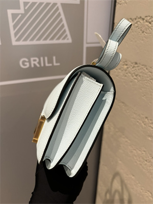 Constance Bag Epsom Leather 18CM Gold/Silver Tone Metal In Blue Pale Color HS (With mirror)