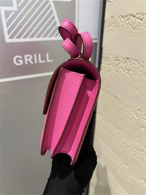 Constance Bag Epsom Leather 18CM Gold/Silver Tone Metal In Fuschia Color HS (With mirror)