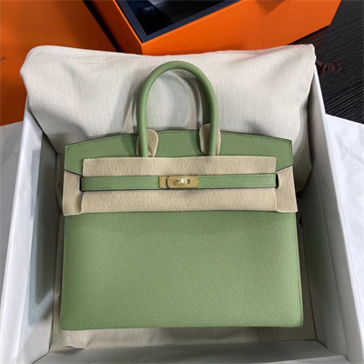 Bir.kin Sellier Bag Epsom Leather 25/30/35CM Gold Hardware In Vert Criquet Color HS