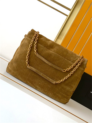 Y.S.L Large JAMIE 4.3 BAG IN SUEDE Dk Brown Color Gold Tone Metal