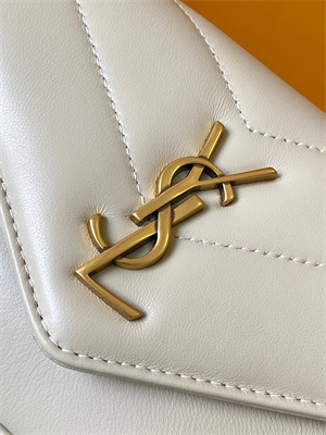 Y.S.L LOULOU Mini in MATELASSÉ lambskin Gold Tone Metal White