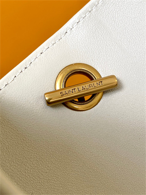 Y.S.L LOULOU Mini in MATELASSÉ lambskin Gold Tone Metal White