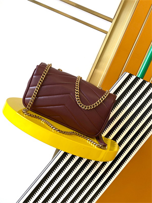 Y.S.L LOULOU Small in MATELASSÉ lambskin Gold Tone Metal Burgundy