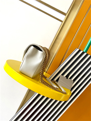 Y.S.L LOULOU Small in MATELASSÉ lambskin Gold Tone Metal White