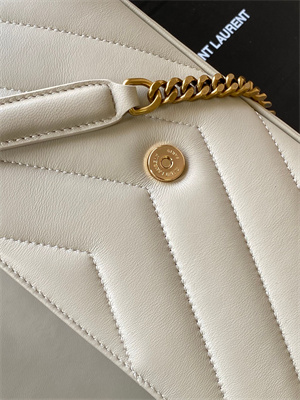 Y.S.L LOULOU Small in MATELASSÉ lambskin Gold Tone Metal White