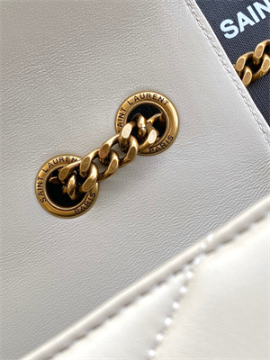 Y.S.L LOULOU Medium in MATELASSÉ lambskin Gold Tone Metal White
