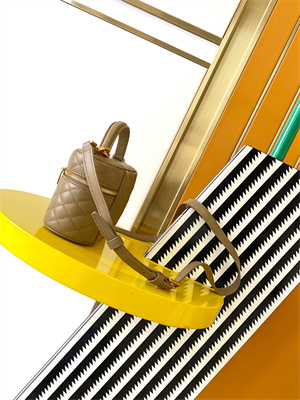 Y.S.L Vanity Case In Quilted Lambskin Brown