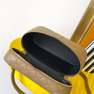 Y.S.L Vanity Case In Quilted Lambskin Brown