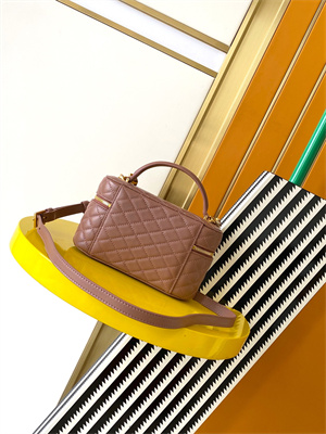 Y.S.L Vanity Case In Quilted Lambskin Dk Pink