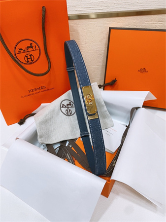 H**mes kelly jean belt 18mm epsom leather gold tone hardware blue