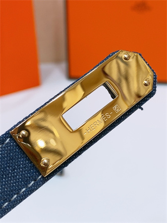 H**mes kelly jean belt 18mm epsom leather gold tone hardware blue