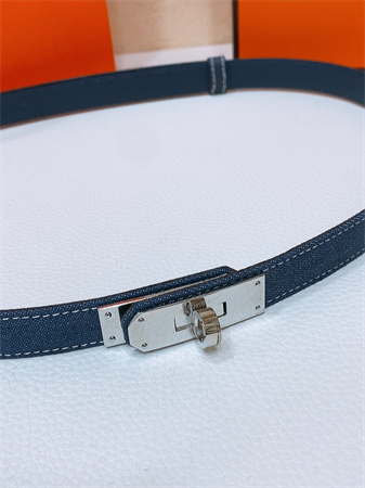 H**mes kelly jean belt 18mm epsom leather silver tone hardware blue