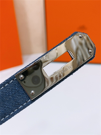 H**mes kelly jean belt 18mm epsom leather silver tone hardware blue