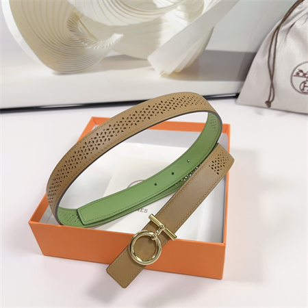 H**mes reversible belt 25mm smooth calfskin leather gold tone hardware brown/green