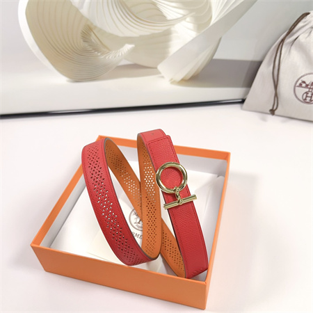 H**mes reversible belt 25mm epsom leather gold tone hardware red/orange