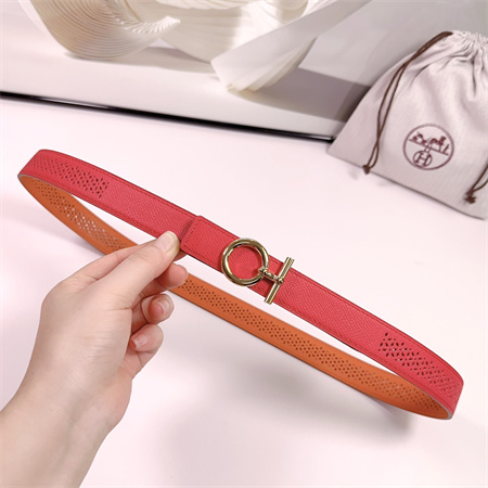 H**mes reversible belt 25mm epsom leather gold tone hardware red/orange
