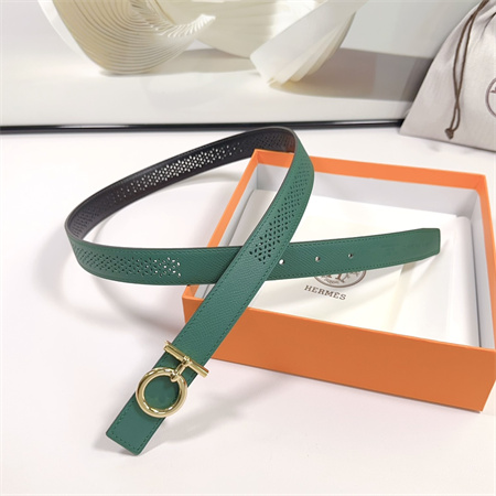H**mes reversible belt 25mm epsom leather gold tone hardware green/black