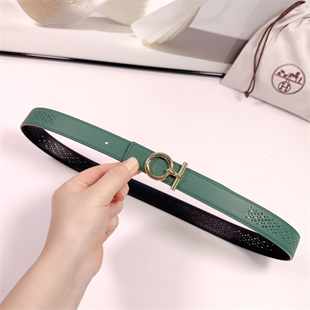 H**mes reversible belt 25mm epsom leather gold tone hardware green/black